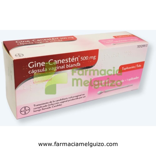 GINE-CANESTEN 500 MG CAPSULA VAGINAL BLANDA ,  1 capsula vaginal blanda + 1 aplicador