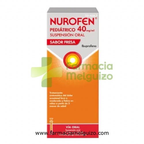 NUROFEN PEDIATRICO 40 MG/ML SUSPENSION ORAL SABOR FRESA, 1 frasco de 150 ml
