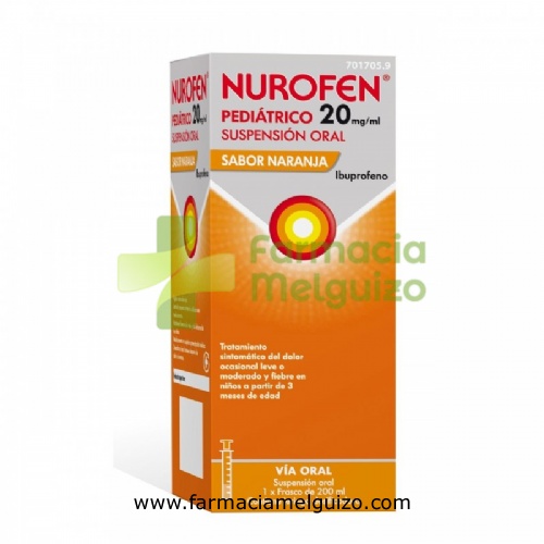 NUROFEN PEDIATRICO  20 MG/ML SUSPENSION ORAL SABOR NARANJA 1 frasco de 200 ml