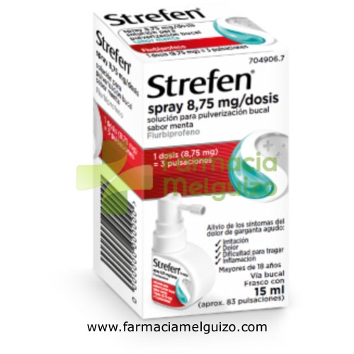 STREFEN SPRAY 8,75 MG/DOSIS SOLUCION PARA PULVERIZACION BUCAL SABOR MENTA , 15 ml