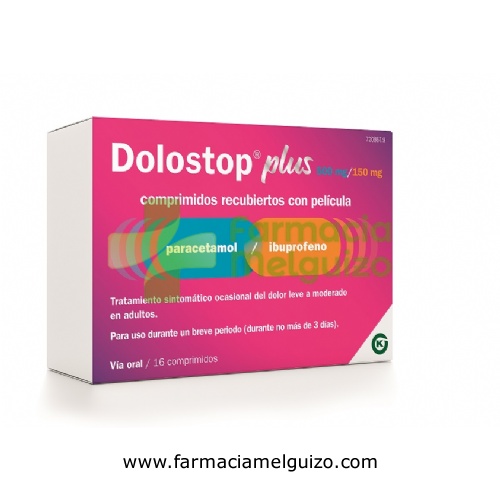 DOLOSTOP PLUS 500 MG/150 MG COMPRIMIDOS RECUBIERTOS CON PELICULA, 16 comprimidos