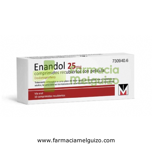 ENANDOL 25 mg COMPRIMIDOS RECUBIERTOS CON PELICULA, 10 comprimidos