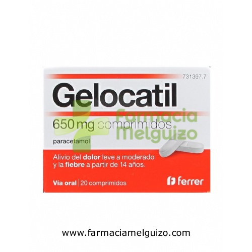 GELOCATIL 650 mg COMPRIMIDOS, 20 comprimidos