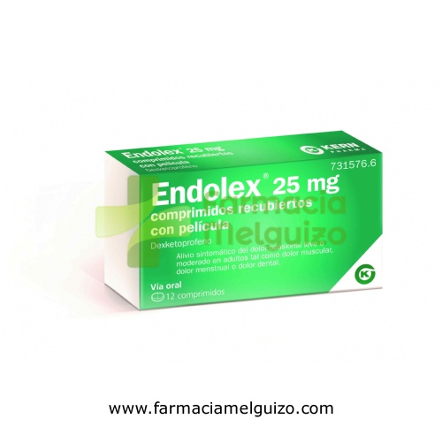 ENDOLEX 25 MG COMPRIMIDOS RECUBIERTOS CON PELICULA , 12 comprimidos (PA/Al/PVC/Al)