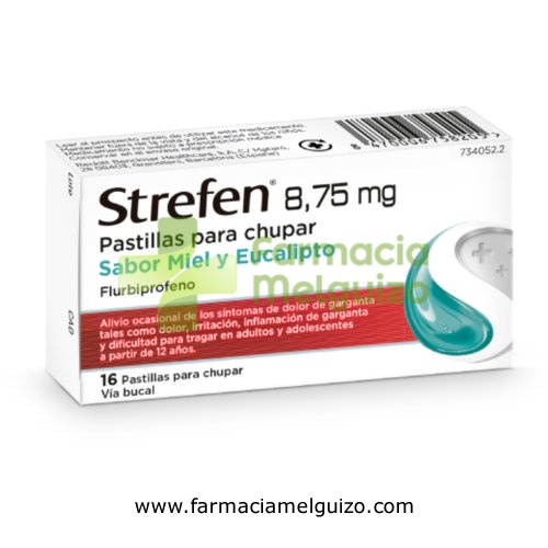 STREFEN 8,75 MG PASTILLAS PARA CHUPAR SABOR MIEL Y EUCALIPTO, 16 pastillas