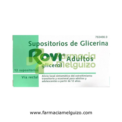 SUPOSITORIOS DE GLICERINA ROVI ADULTOS, 12 supositorios