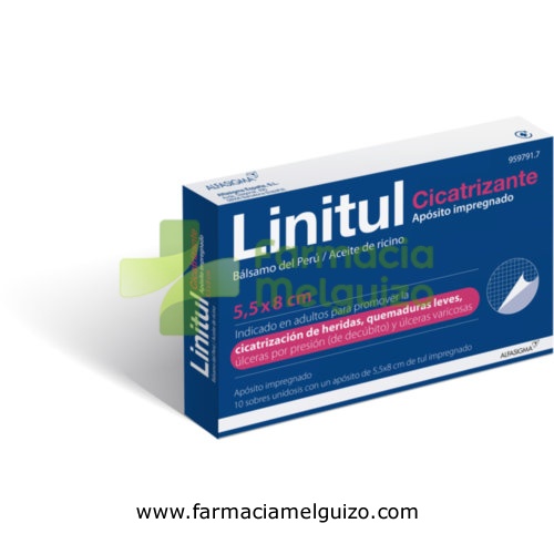 LINITUL APOSITO IMPREGNADO, 20 apósitos de 9 x 15 cm