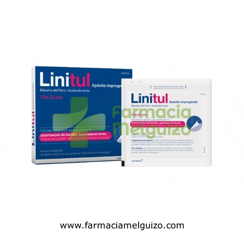 LINITUL APOSITO IMPREGNADO, 20 apósitos de 15 x 25 cm