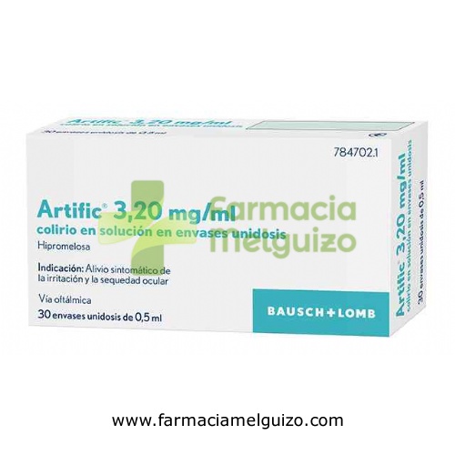ARTIFIC 3,20 mg/ml COLIRIO EN SOLUCION EN ENVASE  UNIDOSIS , 30 envases unidosis de 0,5 ml