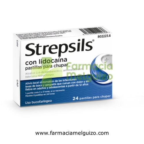 STREPSILS CON LIDOCAINA PASTILLAS PARA CHUPAR , 24 pastillas