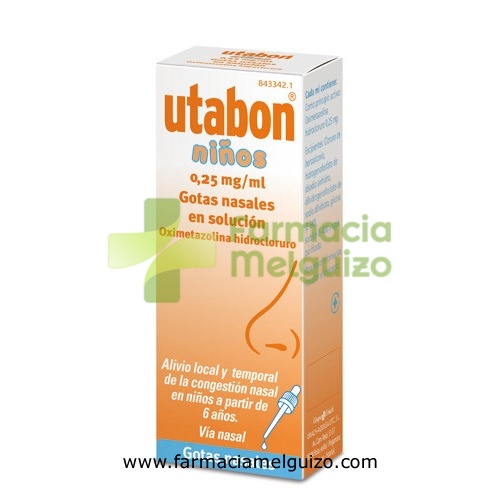 UTABON NIÑOS 0,25 mg/ml GOTAS NASALES EN SOLUCION, 1 frasco de 15 ml