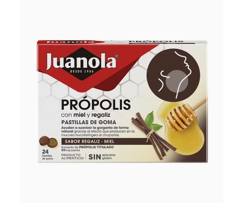 Juanola propolis 36 pastillas de goma sabor regaliz y miel