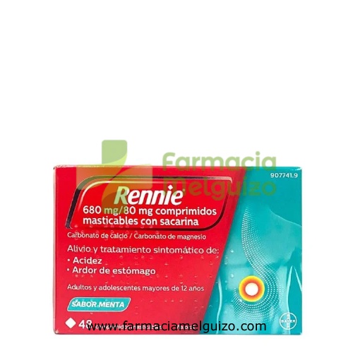RENNIE  680 MG/80 MG COMPRIMIDOS MASTICABLES CON SACARINA , 48 comprimidos