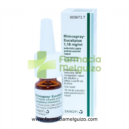 RHINOSPRAY EUCALIPTUS 1,18 mg/ ml SOLUCION PARA PULVERIZACION NASAL , 1 envase pulverizador de 10 ml