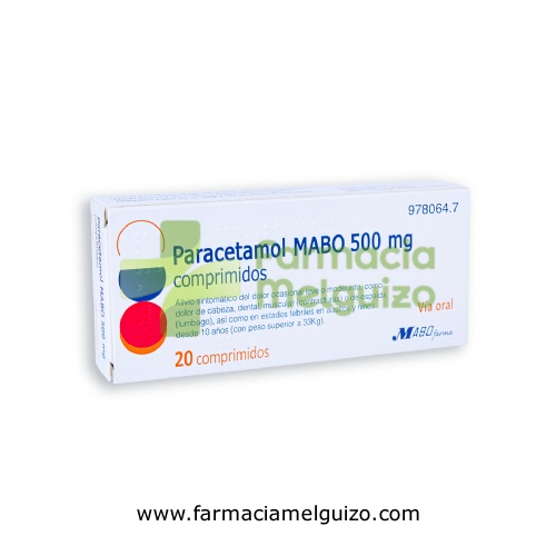 PARACETAMOL MABO 500 mg comprimidos , 20 comprimidos