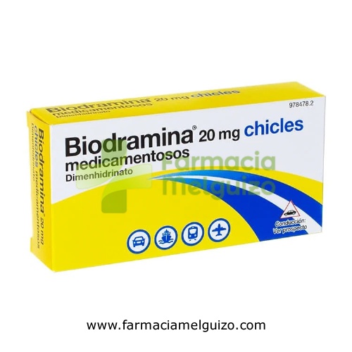 BIODRAMINA 20 mg CHICLES MEDICAMENTOSOS , 6 chicles