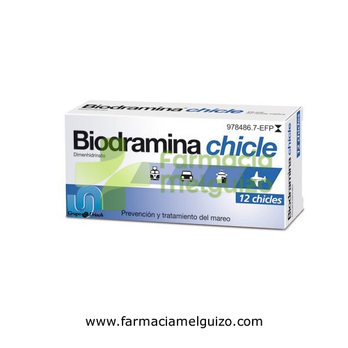 BIODRAMINA 20 mg CHICLES MEDICAMENTOSOS , 12 chicles