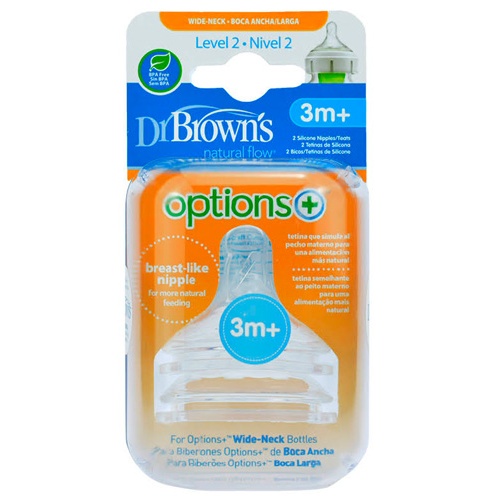 TETINA SILICONA BOCA ANCHA - DR BROWN´S NATURAL FLOW (+ 3 MESES N2 3 U)