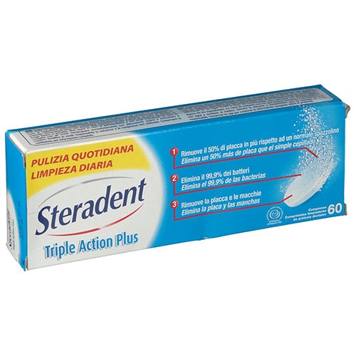 STERADENT TRIPLE ACCION PLUS - LIMPIEZA PROTESIS DENTAL (60 COMPRIMIDOS)