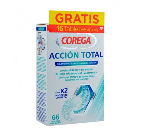 Corega accion total limpiador - limpieza protesis dental (66 tabletas)