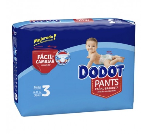 Pañal infantil - dodot pants (t- 3 6-11 kg 36 u)