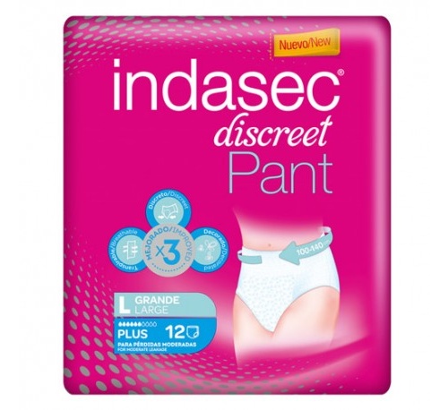 INDASEC PANT PLUS ABSORB INC ORINA DIA ANAT (T- L 12 ABSORB)