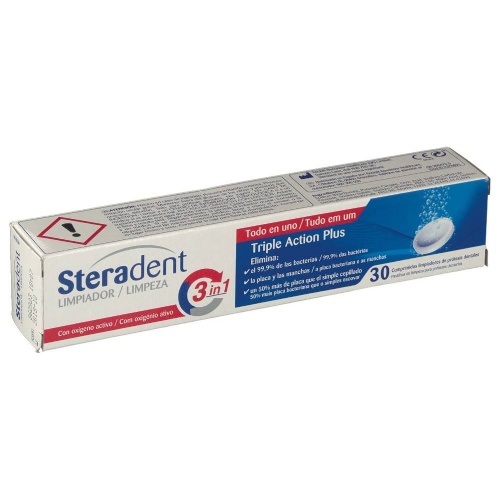 STERADENT TRIPLE ACCION PLUS - LIMPIEZA PROTESIS DENTAL (30 COMPRIMIDOS)