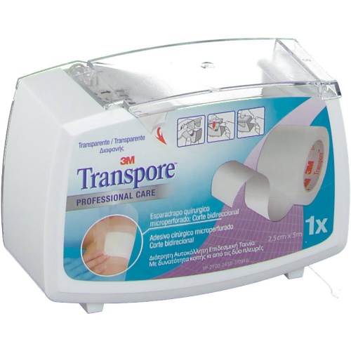 ESPARADRAPO HIPOALERGICO - TRANSPORE (PLASTIC PORTAR 5 M X 2,5 CM)