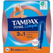 Tampax compak pearl tampon 100%algodon  16 unidades super plus