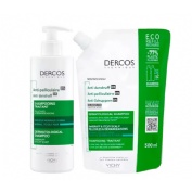 Dercos champu anticaspa cabello seco + refill 500 ml
