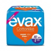 COMPRESAS HIGIENICAS FEMENINAS - EVAX COTTONLIKE (SUPER CON ALAS 12 COMPRESAS)
